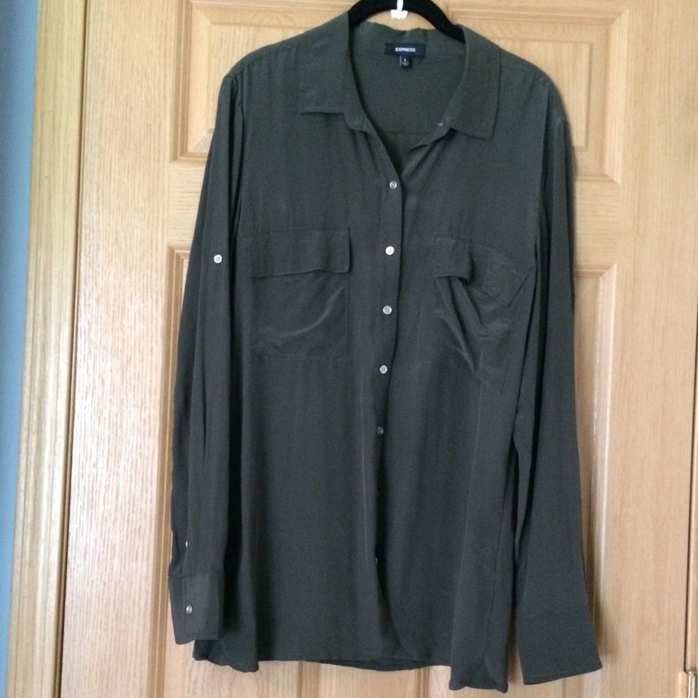 Express silk button down shirt/blouse